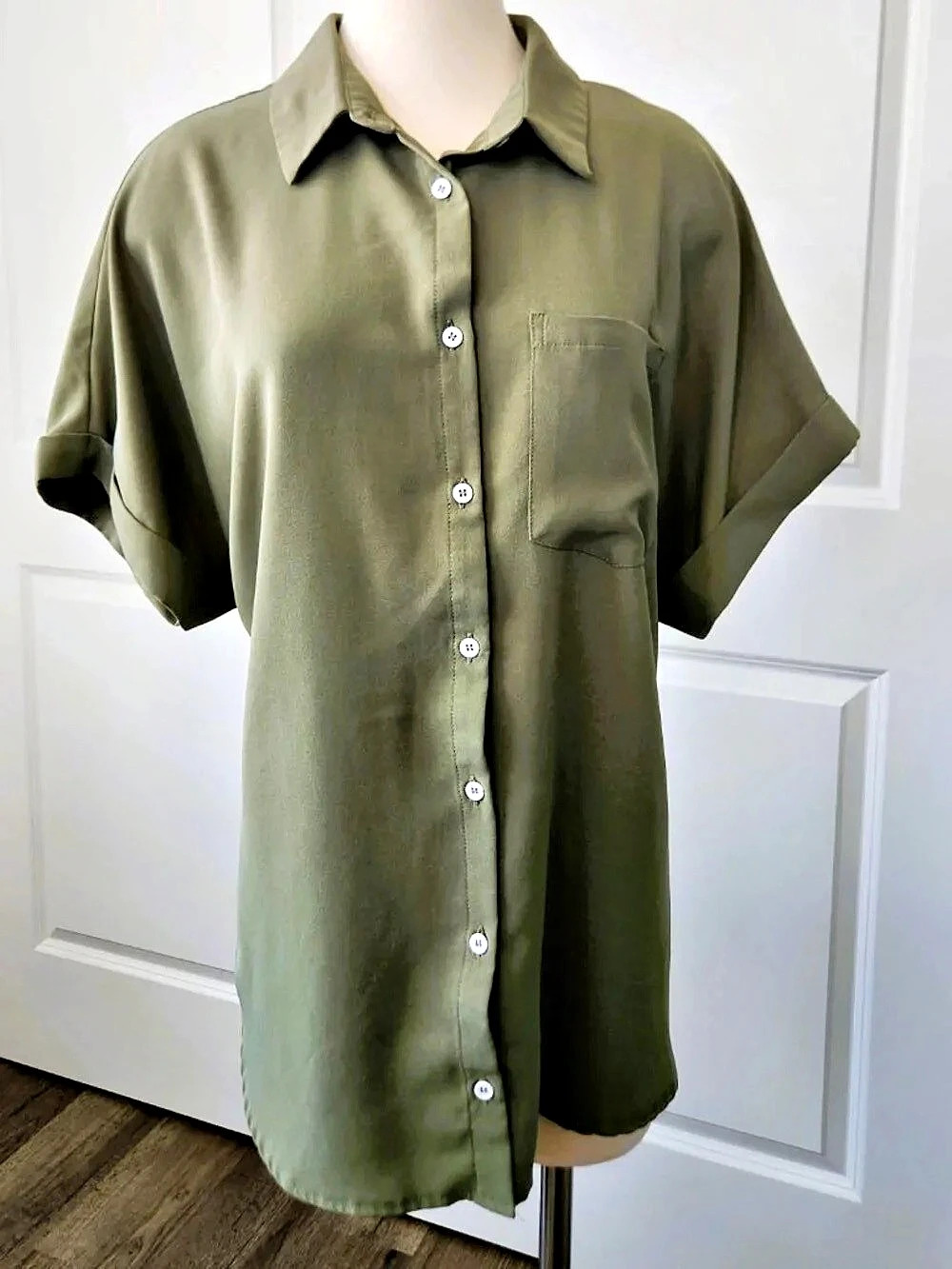 Olive Short Sleeve Button Down